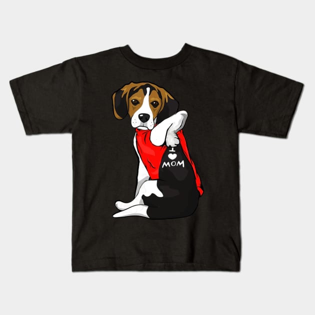 Beagle Dog Tattoo I Love Mom Cute Dog Mother's Day Kids T-Shirt by Ripke Jesus